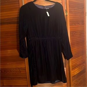 J crew navy blue velvet long sleeve tunic skirt dress, new with tags